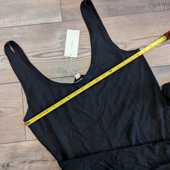 NWT Vince Women's Scoop Back Wrap Waist Pima Cotton Weekend Dress Black L - Picture 6 of 8